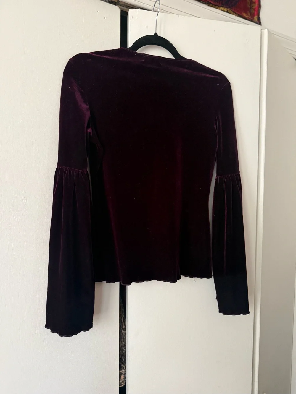 Wet Seal y2k/90’s Whimsigoth Women's Velvet Long Bell Sleeve With Suede Trim